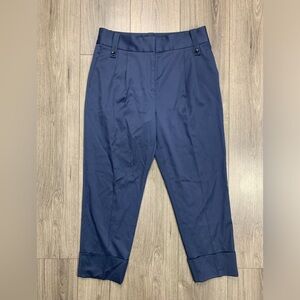 REISS Mae Cuffed Wide Waist Pants‎ in Blue Sz 8